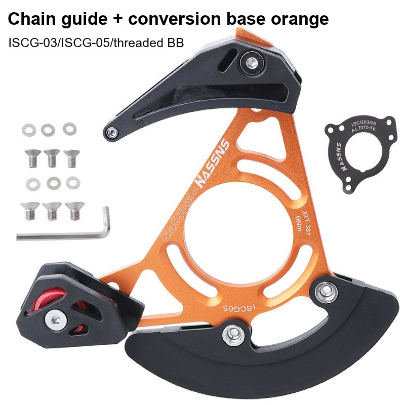 HASSNS mtb kettinggeleider ISCG05 03 BB Mount Fietsketting guard protector Fiets Enkel Kettingblad 32 T 34 T 36 T 38 T Tandwiel Plaat: Licht Geel