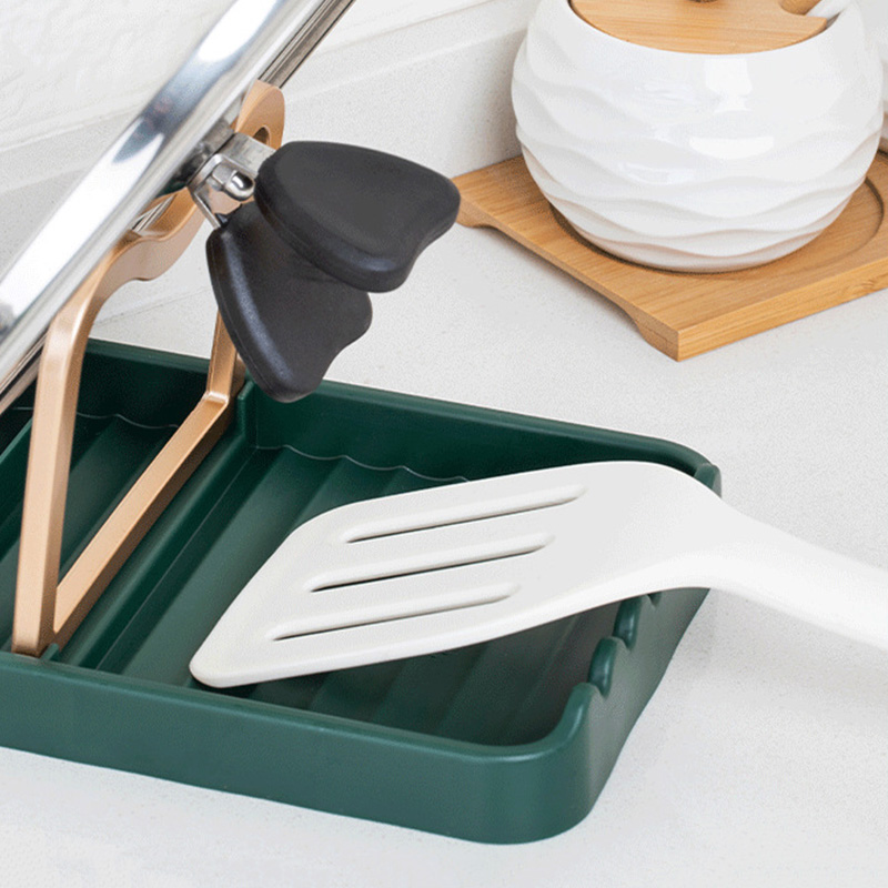 Support de couvercle de Pot de bureau de cuisine, support de couvercle de Pot multifonctionnel pliable, support de rangement de spatule, repose-couvercle de Pot, organisateur de cuisine