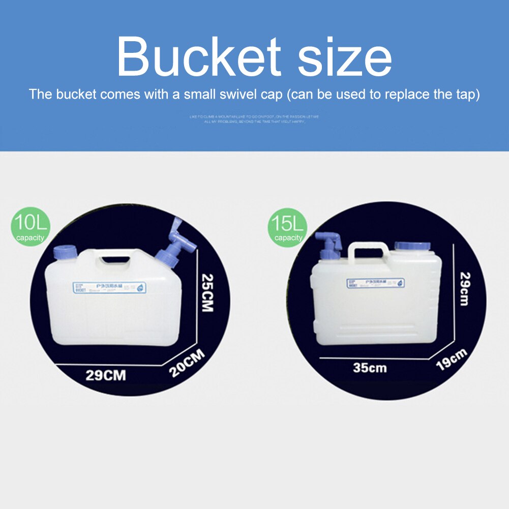 10L 15L Capacity Water Container Portable Outdoo with Faucet + 2 Handles for Camping Picnic Hiking Water Tank Container