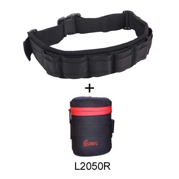 Photo Adjustable Black Strap DSLR Padded Camera Waist Belt Holder w/ Nylon Functional Soft Padded Lens Bag Pouch Case