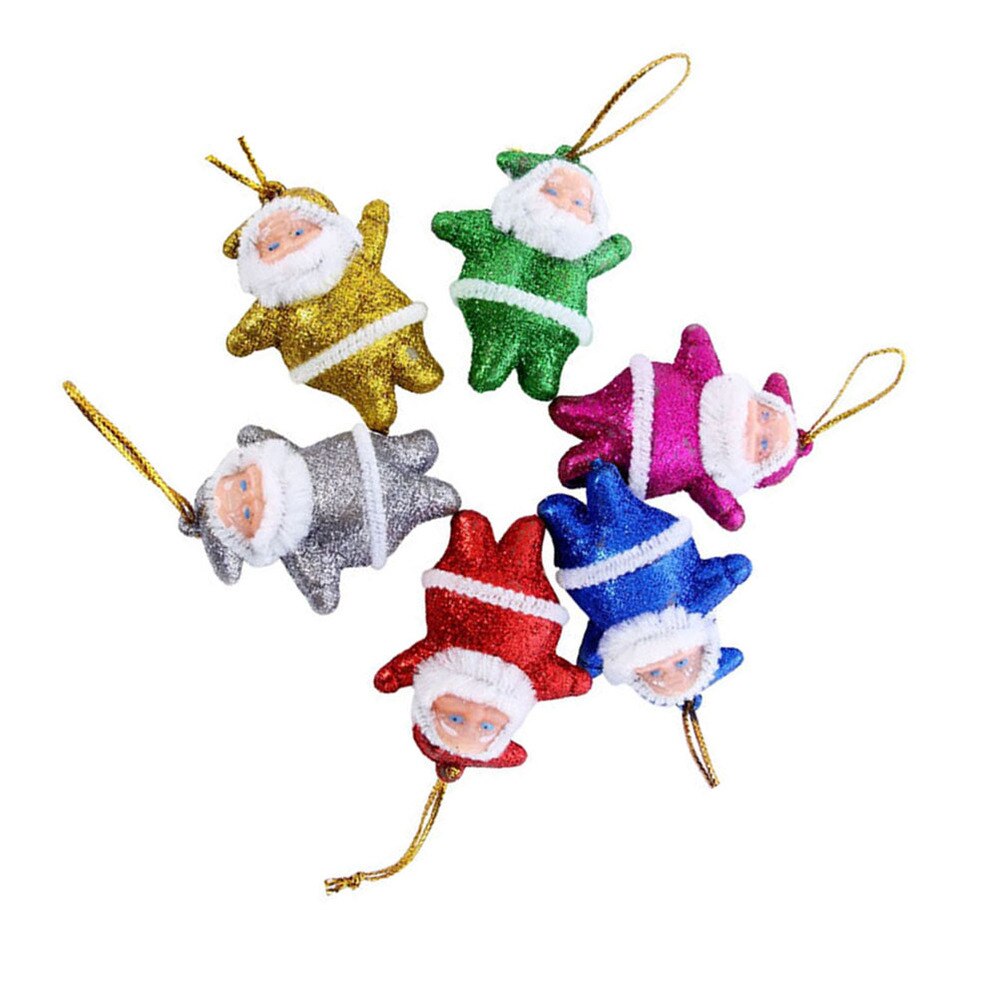 6 Stuks Kerst Opknoping Kerstman Decor Glitter Opknoping Hanger Kerst Feestartikelen Decoratieve Props
