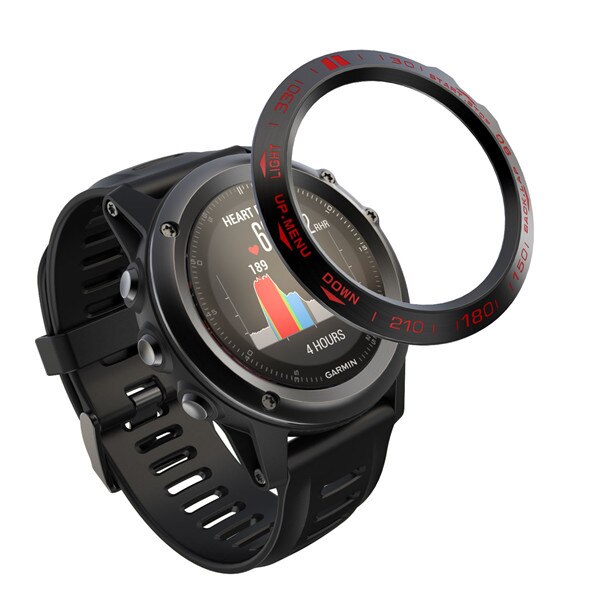 Custodia con cornice per anello con castone per Garmin Fenix 5X 5X Plus 3 3HR Smart Watch Cover in acciaio inossidabile anello di protezione antigraffio: Black red B / for Fenix 3 3HR