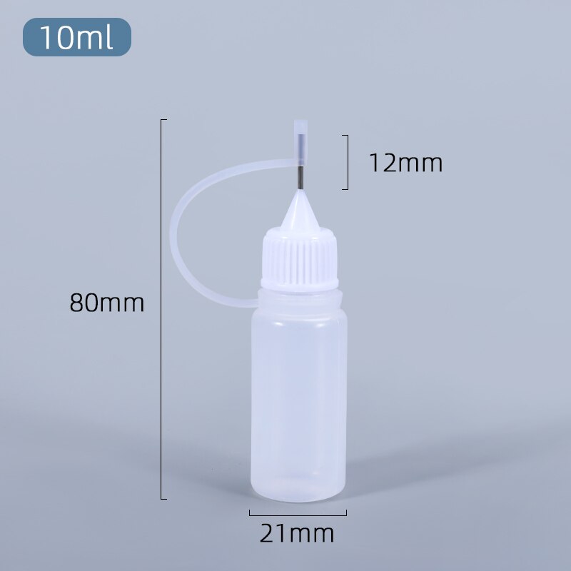Bottiglia di plastica vuota per applicatore con punta trasparente bottiglia di plastica con tappo a punta per artigianato colla artistica bottiglia riutilizzabile in HDPE: 10ml