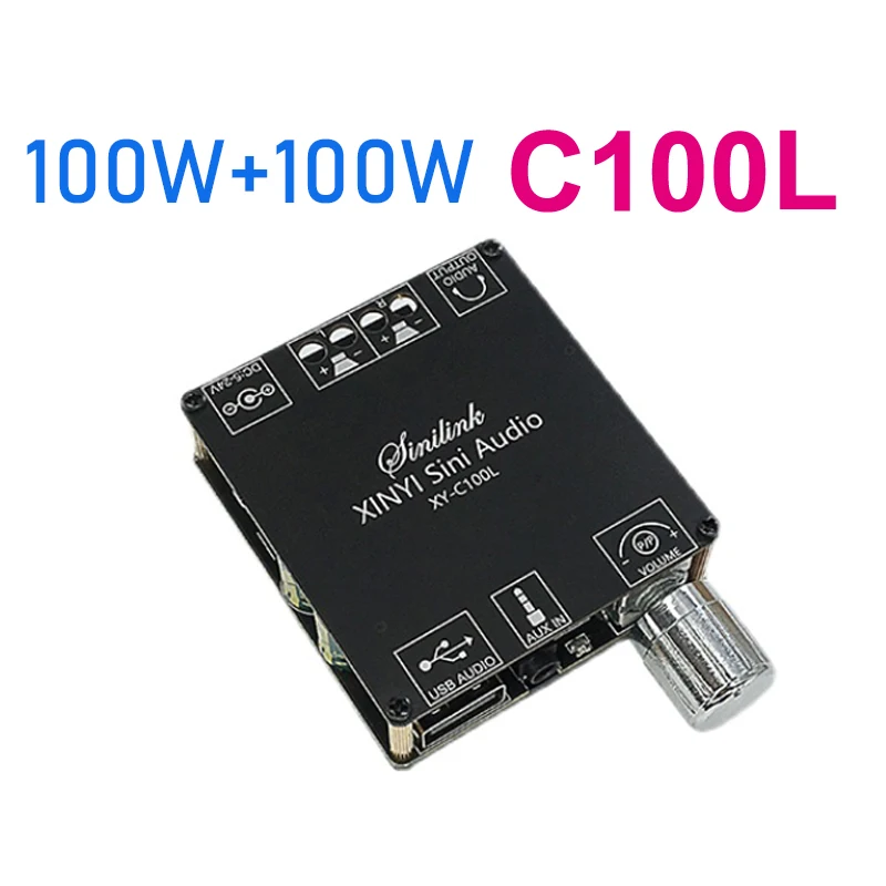2*100W Bluetooth 5.0 Digital Power Amplifier Board AUX Speaker 2.0 CH Stereo Home Music Wireless Module Audio AMP: Orange