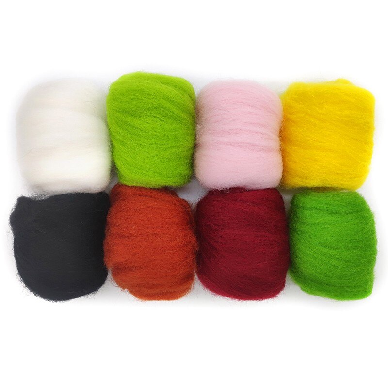 8 Pack Needle Felting Wool Roving 10g x 8 Color Total 80g Merino Wool 70S (19 Microns) Eco-friendly Super Soft Natural: No. 6