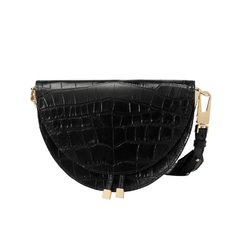 Crocodile Pattern Crossbody Bags for Women Half Round Messenger Bag Pu Leather Luxury Handbags Lady Bags Shoulder Bag