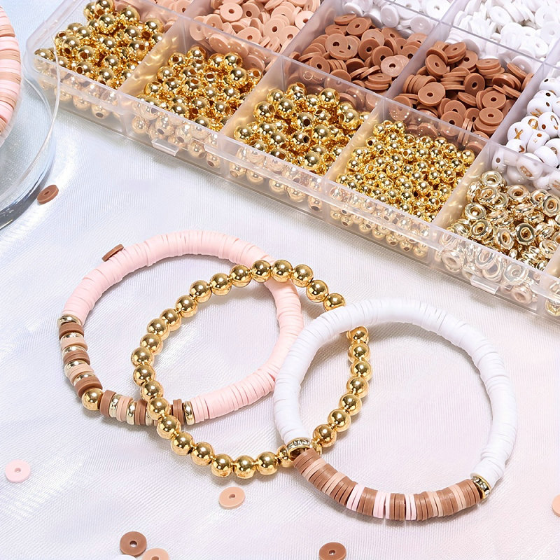 Kit de fabrication de bracelets en perles d'argile, Style bricolage, Kit de perles d'amitié avec lettres dorées pour la fabrication de bijoux, d'anniversaire pour femmes et adolescentes