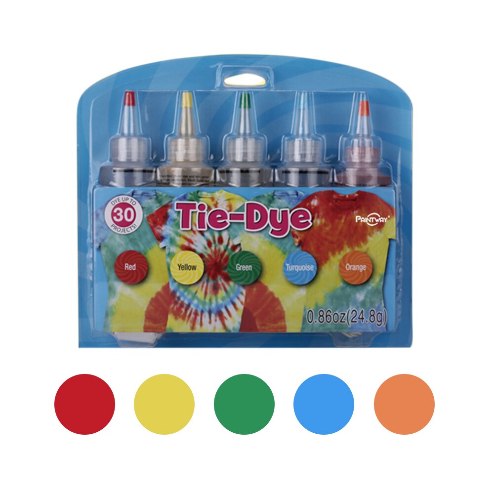 5 färger tie-dye kit bomull linne kläder färgämnen giftfri diy dye kit färg färger kläder för färgämnen målning verktyg: 5 st 6