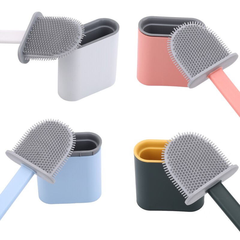 Nowa silikonowa szczotka robić WC płaska główka elastyczny miękki szczotka z włosia z szybkim uchwyt robić suszenia zestaw szczotka robić czyszczenia akcesoriów WC