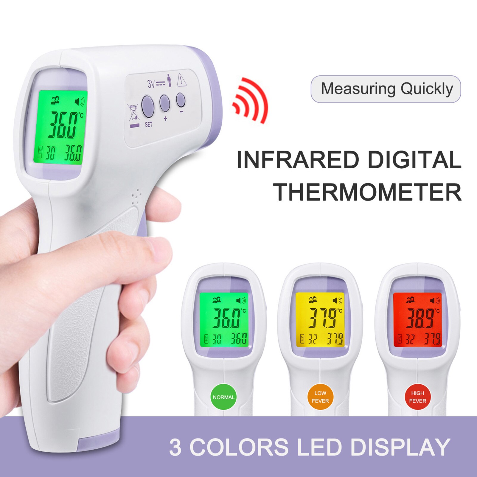 Lcd Digitale Infrarood Thermometer Non-contact Ir Handheld Temperatuur Meten Meter Voorhoofd/Object Dual Mode Kleur Backlight