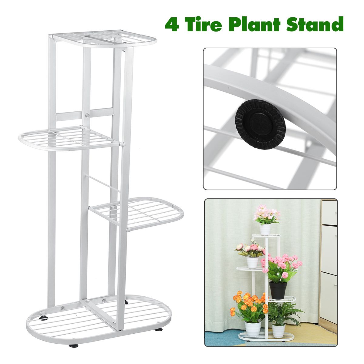 5 Ebene Metall Pflanze Stand Blume Gestell Topf Lagerung Gestell Anzeige Regal Halfter Haus drinnen draussen Garten Anlage verwöhnen: Weiß