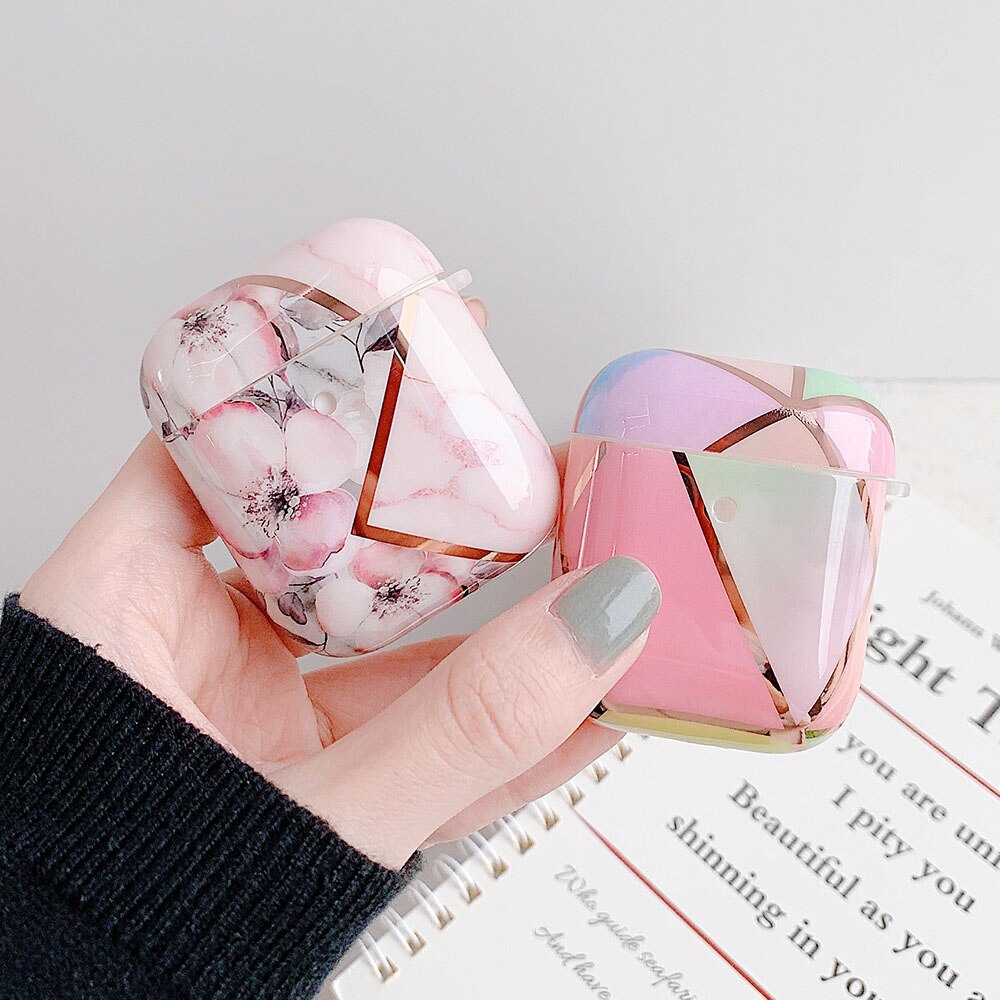 Luxury Geometric Marble Case For AirPods Pro 2 1 Cute Retro Flowers for Air Pods 3 Soft Protective Cover Earphone Accessories