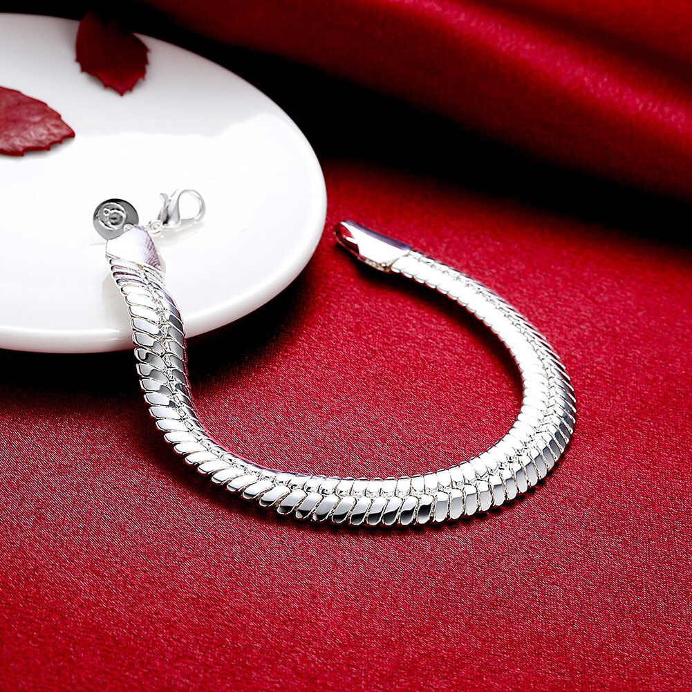 925 sølv 10mm slange 21.5cm ædle bryllup for kvinder mænd ædle smykker herre kæde armbånd  h231