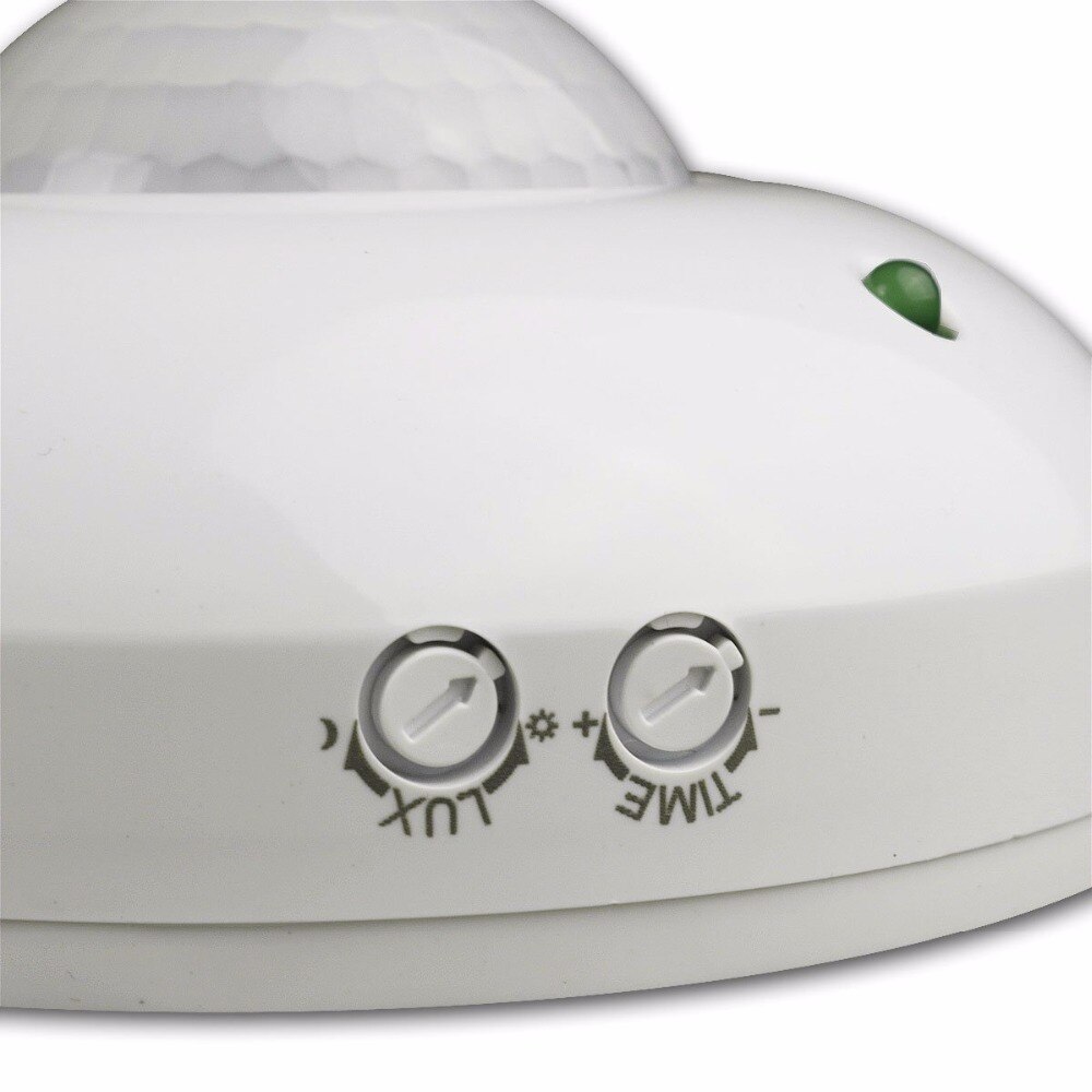 360 Degree PIR Motion Movement Sensor Switch SK037 220-240V 1200W Time and LUX Adjustable Light Switch for LED Lights White