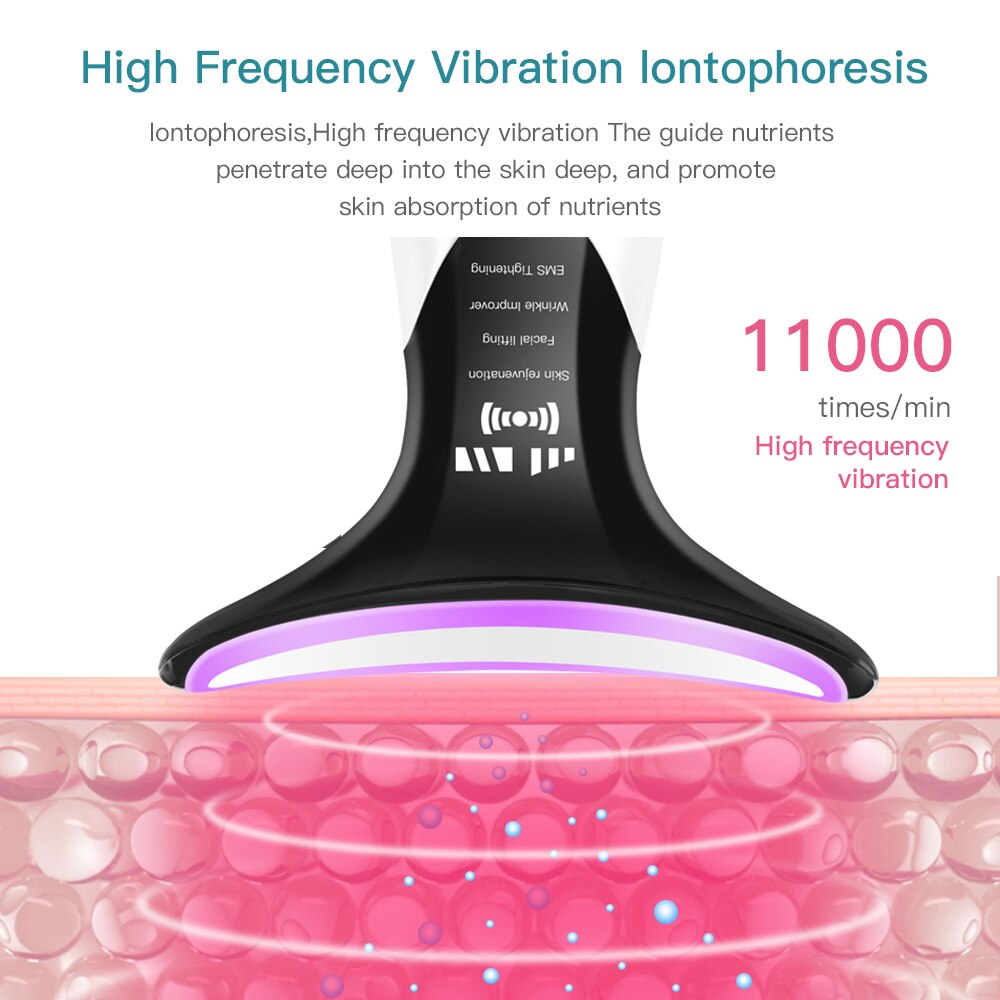 Neck Anti Wrinkle Face Lifting Beauty Device Double Chin Remove Massager LED Photon Therapy EMS Tighten Neck Lifting Care Tool