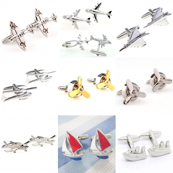 Fighter Plane Ship Screw Propeller Cufflink Cuff Link 1 Pair Big