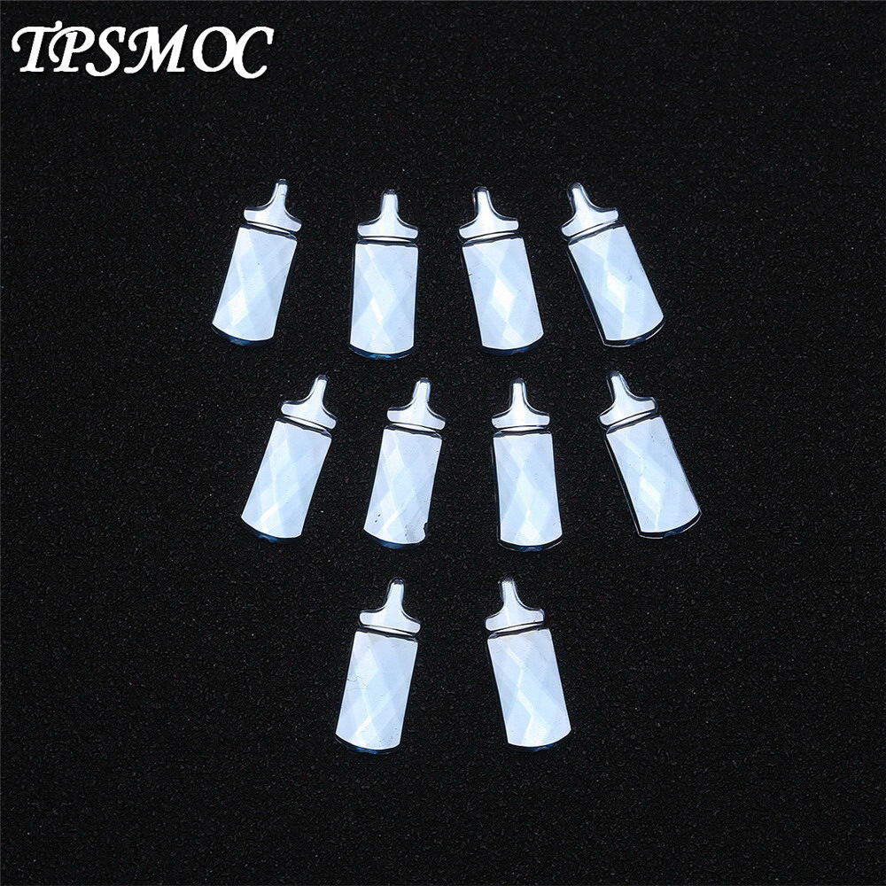 Babero de osito de peluche de estilo Pram, aplicación de diamantes de imitación acrílicos, decoración de , recuerdo de Baby Shower, dispersión de mesa, 100 Uds.: Milk Bottle 100pcs