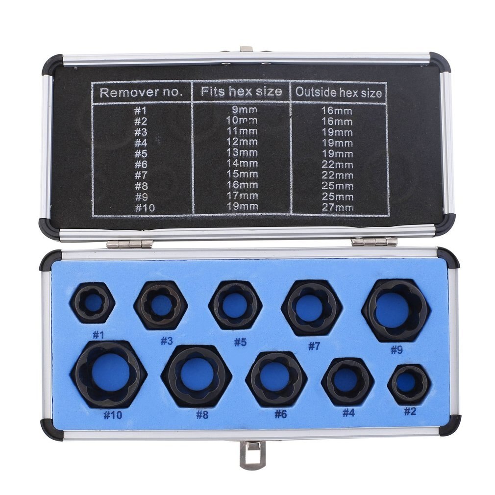 Top 10Pcs Damaged Bolt Nut Screw Remover Extractor Removal Set Nut Removal Socket Tool Threading Tools Low Tool Kit