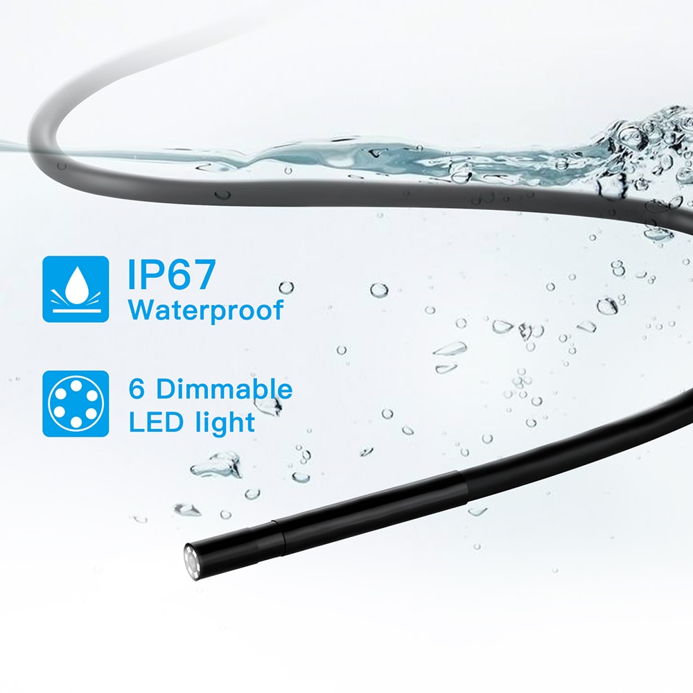 F220 5.5mm ip67 vandtæt industrielt endoskop wifi borescope inspektionskamera bygget -in 6 lysdioder til ios/android smartphones