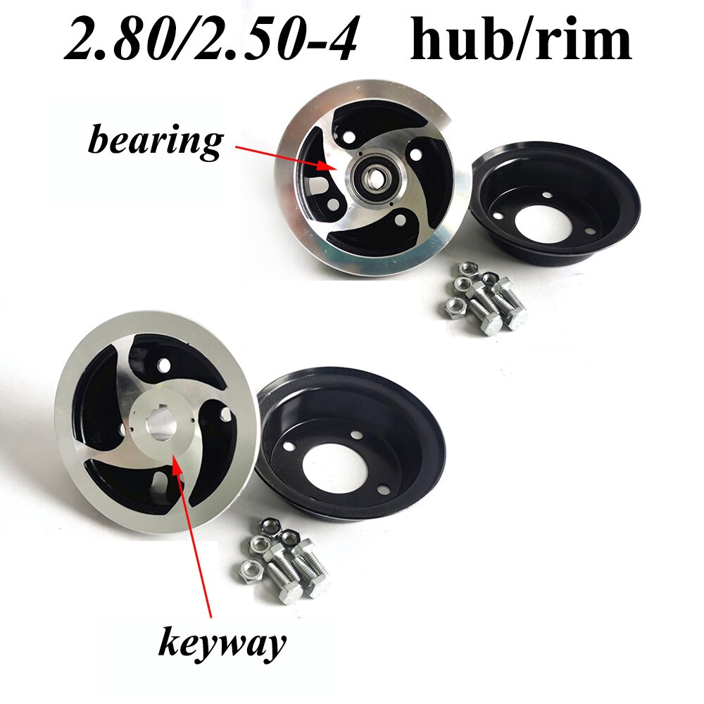 Llanta de Aleación de aluminio para patinete eléctrico, pieza de llanta de 4 pulgadas para MiNi Moto,ATV y Go Kart, 2,80/2,50-4 2,50