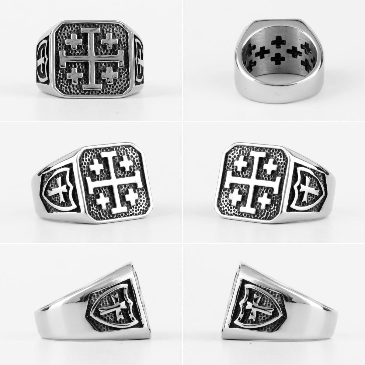 Anillos de acero inoxidable de la cruz de Jesús para hombre, joyería Simple y Retro para novio, ,
