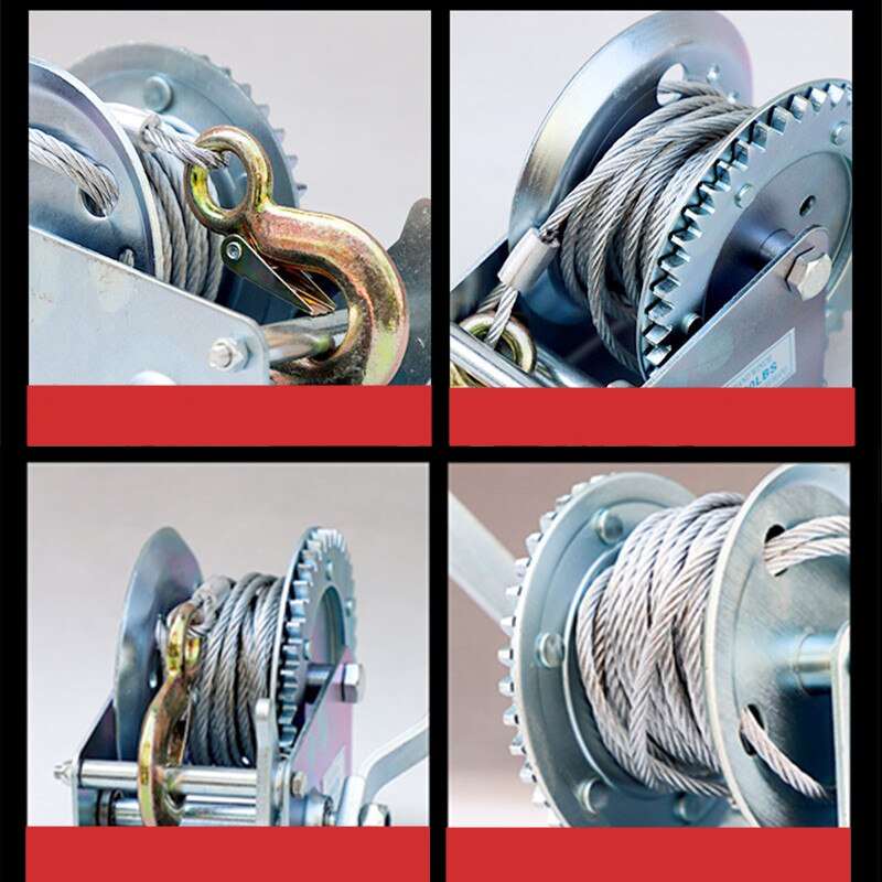 1200 Pounds Household Manual Small Hand Hoisting Winch Self-locking Traction Machine With Steel Wire Rope