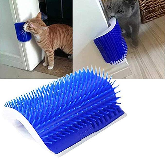 Cepillo de aseo para gatos, despegable, automasajeador, desgranador, peine para depilación para gatos pequeños, cepillo de Catnip instalable, producto para mascotas: blue