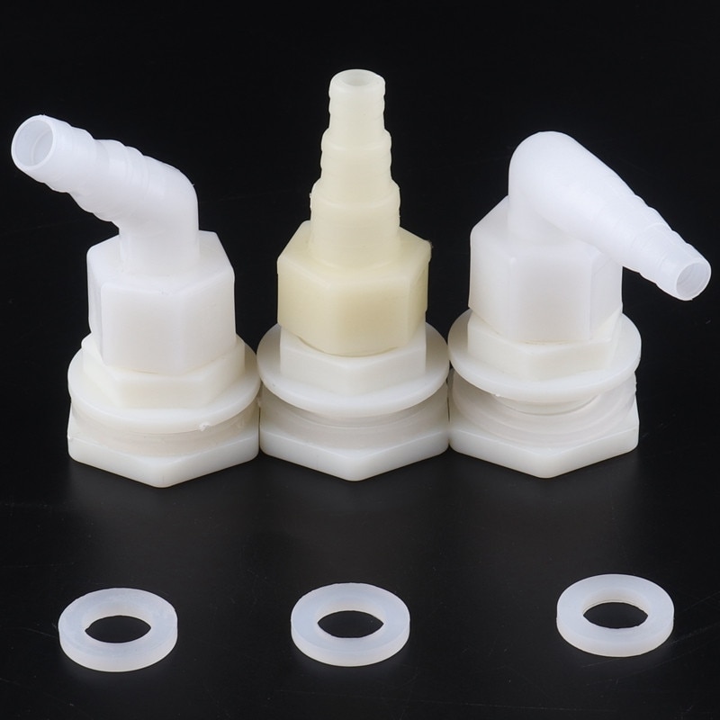 4Sets 1/2" ABS Aquarium Fish Tank Outlet Connectors Water Tank Adapter Bucket Joints Connector Drainage Pipe Fittings