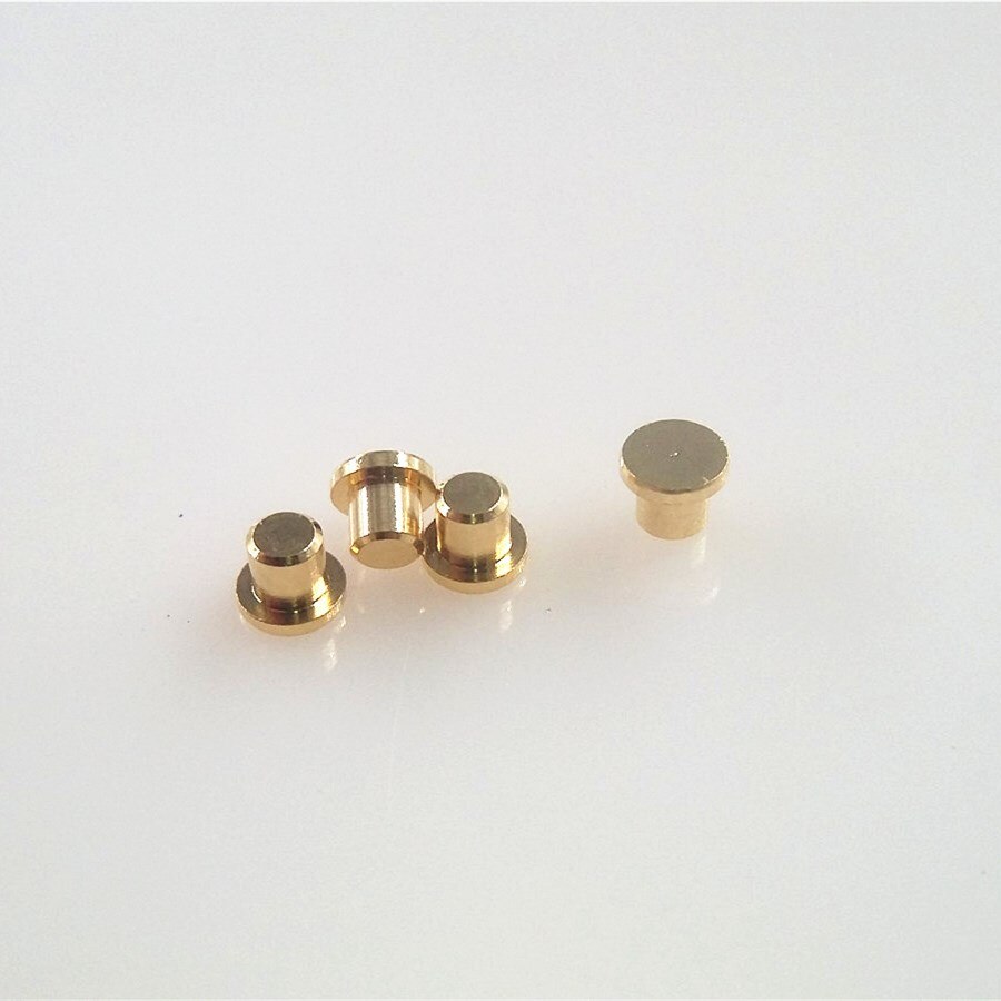 10pcs Female Pogo Pin Flange Diameter 3.0 mm Height 2.0 mm Flat surface Circular Contact Pad Brass Gold plate Spring connector