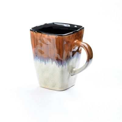 Chanshova høj kapacitet 420ml kinesisk retro stil farve glasur firkantet keramisk krus porcelæn kaffe krus te kop  h254: Orange