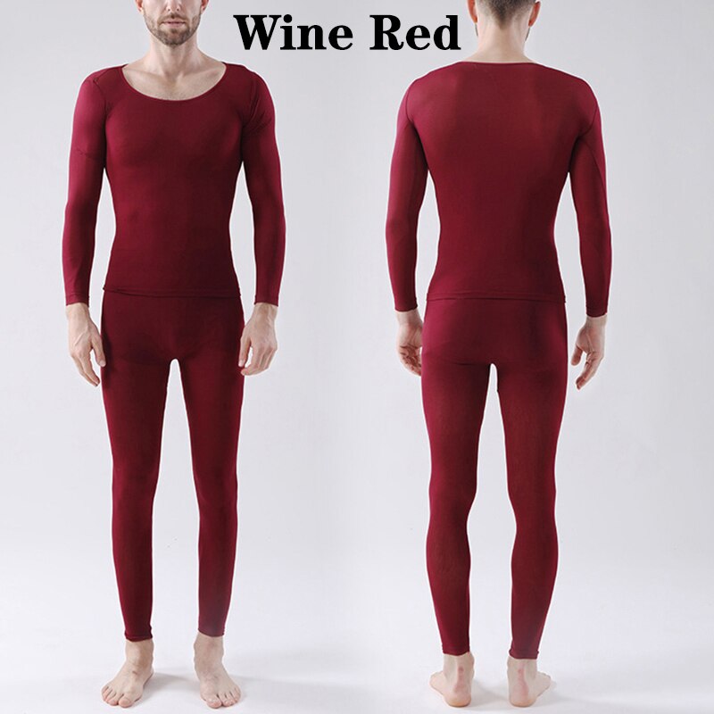 Selvopvarmende termisk undertøj sæt toppe + bukser mænd kvinder langærmet termisk skjorte bukser varm dragt blød slank elastik: Røde mænd