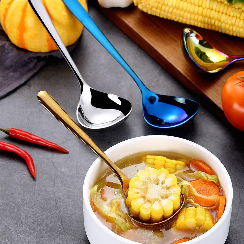 Newest 1pc 304 Stainless Steel Spoon Family Soup Spoon Stainless Steel Large Capacity Pot Spoon Kitchen Cooking Spoon