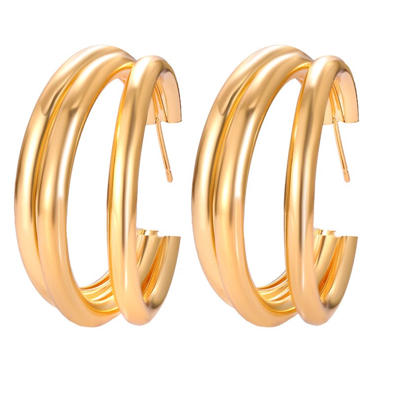17KM Minimalistischen Gold Metall Geometrische Kreis C bilden Band Ohrringe Für Frauen modisch Hochzeit Runde Ohrringe Schmuck
