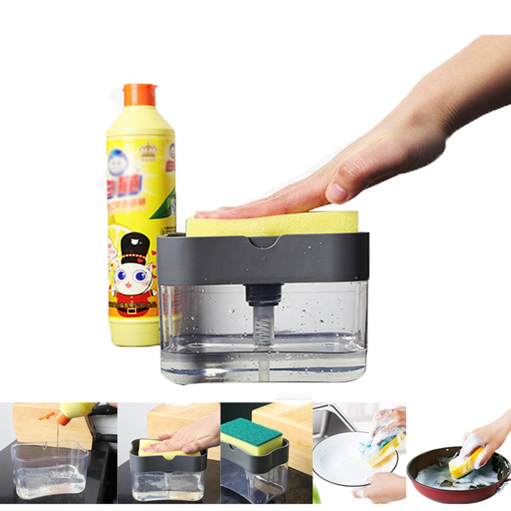 Zeep Pomp Dispenser Levert Zeep Pomp Dispenser Met Spons Houder 2-In-1 Container Huishoudelijke Producten Vloeibare Dispenser