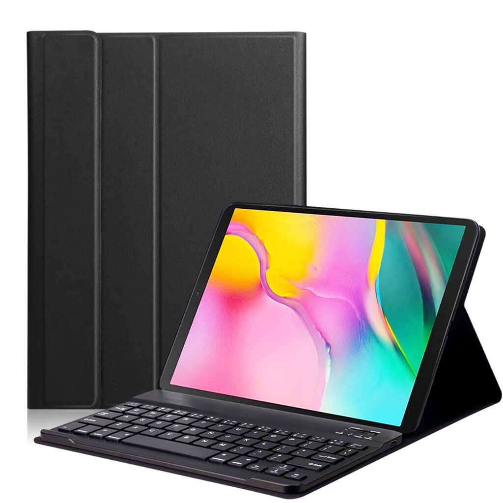 Mosunx trådlöst tangentbordsfodral för samsung galaxy tab  a 10.1 sm-t510 t515 fodral med bluetooth-tangentbord 517#3: Bk