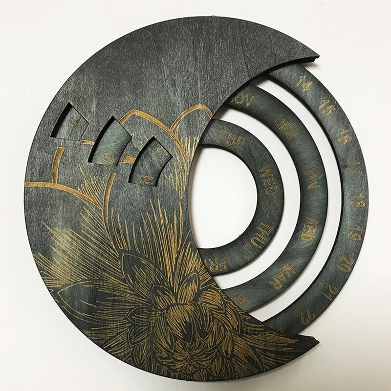 Wooden Calendar Circular Everlasting Perpetual Calendar Wall Hanging Ornaments Decorative Xmas Christmas Advent Calendars: A
