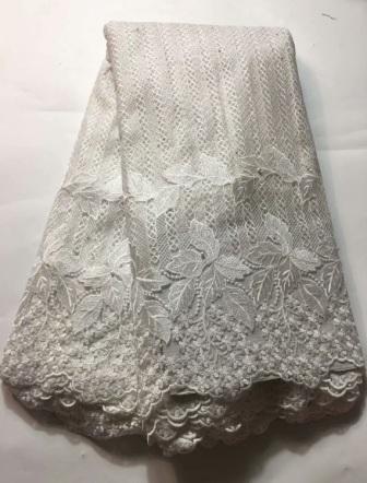 Afrikaanse kant Bloemen Patroon 125 cm breedte stof voor Kleding en Mode verkocht door de 5Yard: White