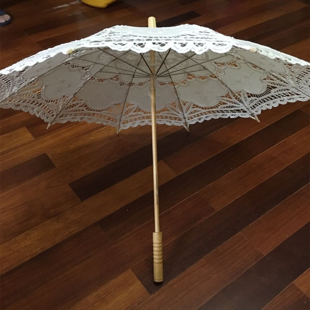 Spetsparaply parasoll broderi vit spetsparasol bröllop paraply dekorationerparapluie mariage