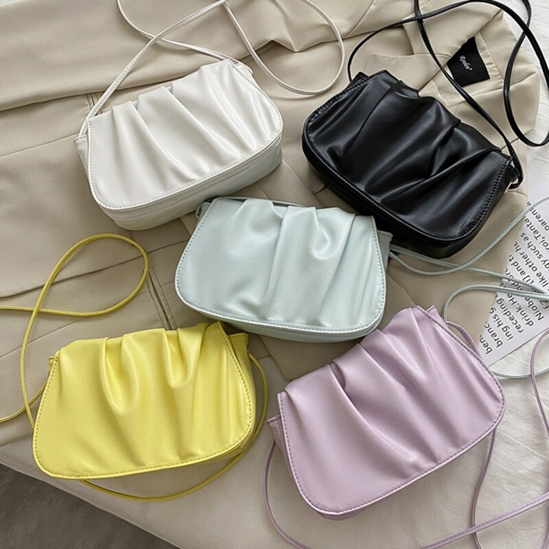 Women Soft Leather Cover Shoulder Bag Girls Small Square Crossbody Messenger Bag Ladies Dumpling Bag