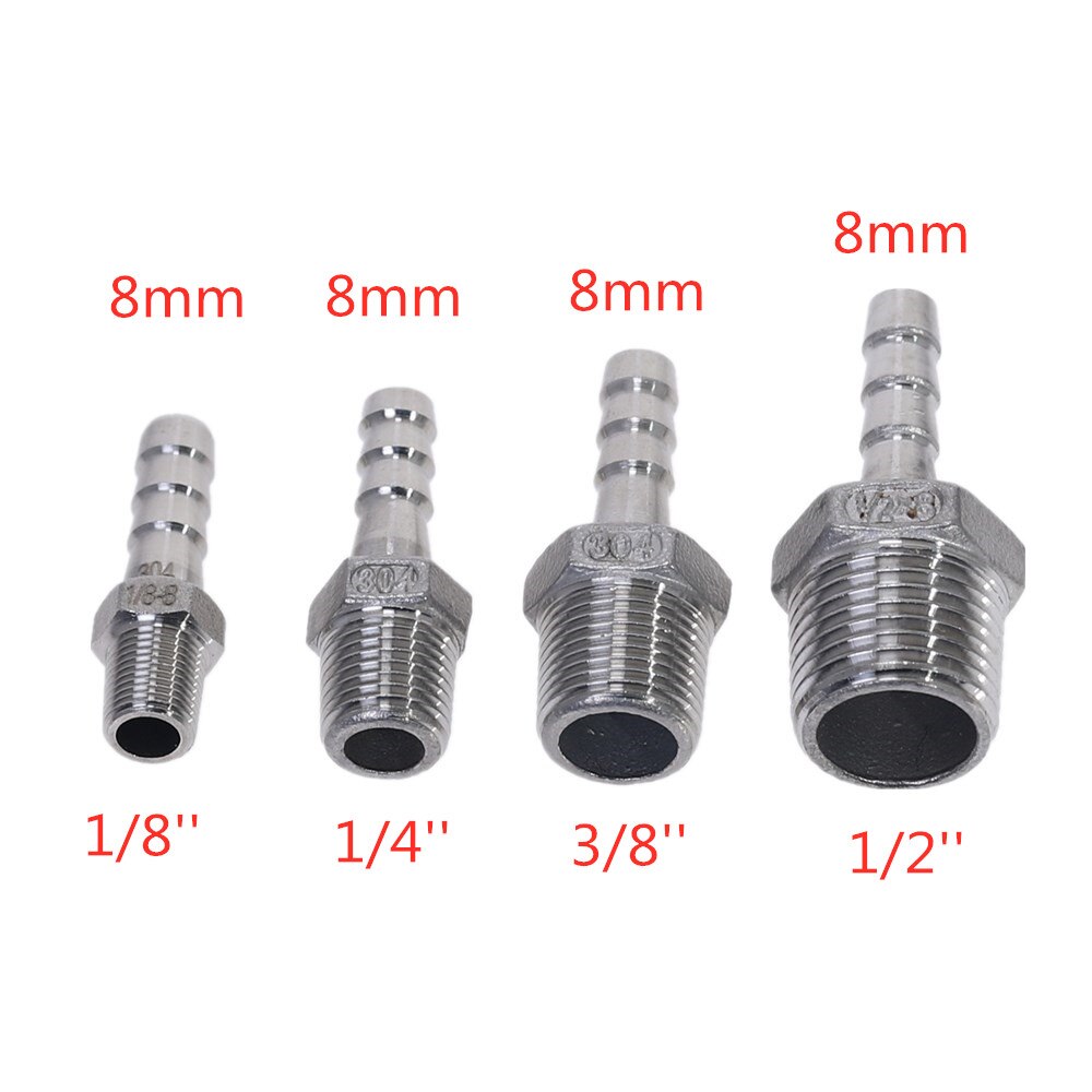 Rvs 304 BSP Buitendraad Pijp X Barb Slangtule Reducer Pagode Joint Koppeling Connector