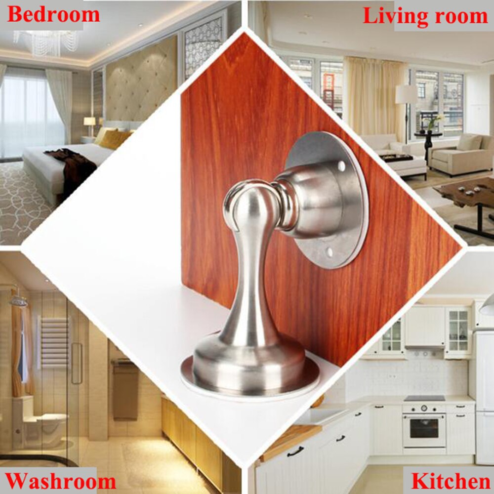 Magnetic Door Stops Stainless Steel Door Holder Stopper Floor Mounted Door Hidden Sticker Stop Home Furniture Hardware Accessory