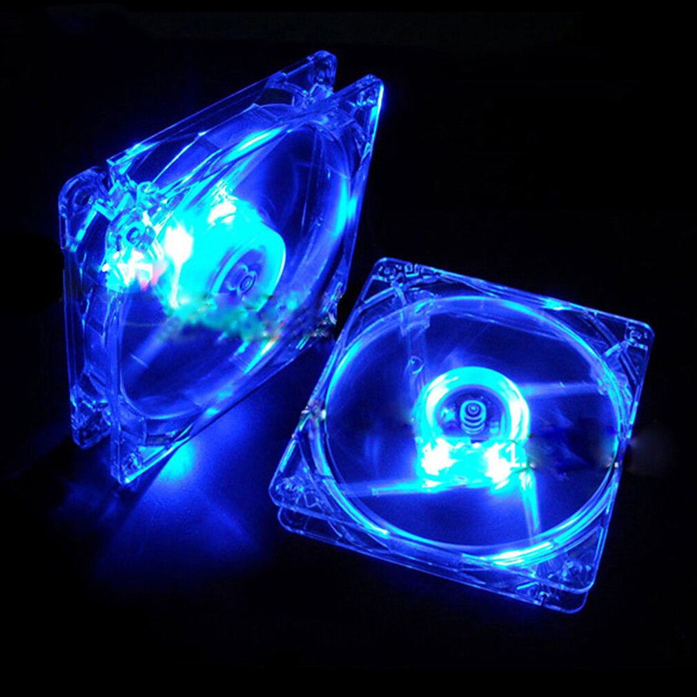 PC ventilador de computadora Quad 4 luz LED 120mm PC caja de la computadora 12V ventilador de refrigeración Mod conector Molex silencioso ventilador de fácil instalación colorido: Blue
