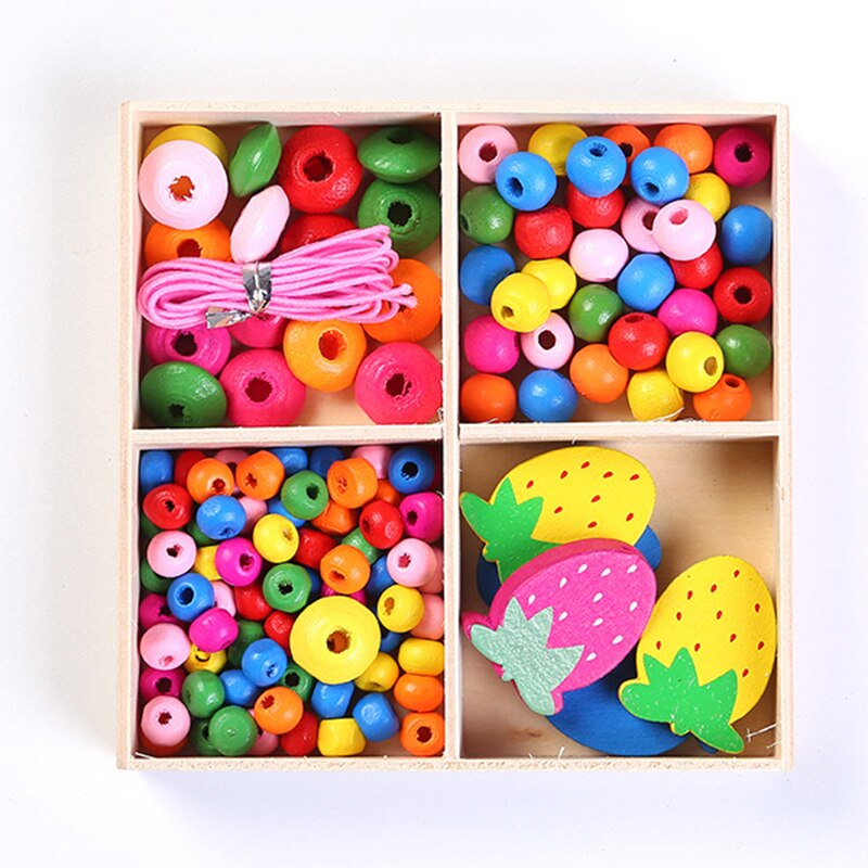Meisje Diy Sieraden Kit Kleurrijke Houten Kralen Zelf-assemblage Ketting Ketting Armband Accessoires Cadeau Voor Kinderen UD88: Strawberry