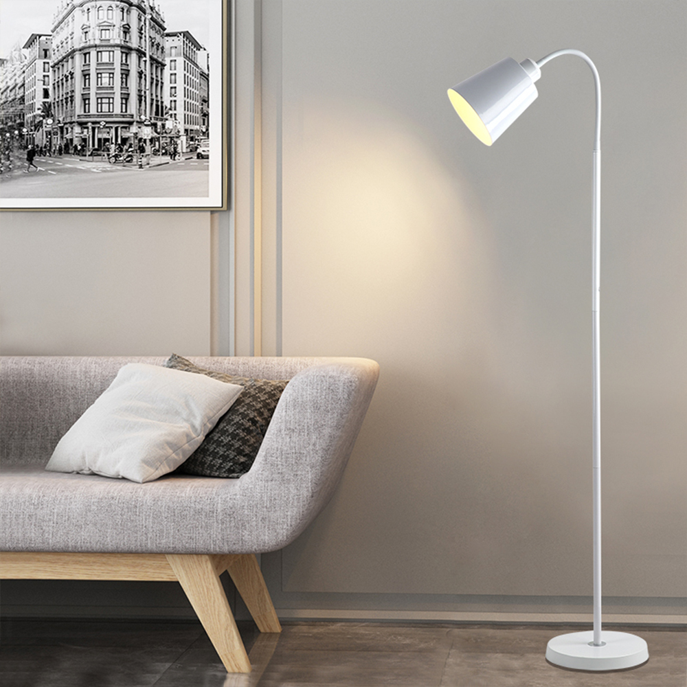 Moderne gulvlampe justerbar svanehals led sofa gulvlamper stue soveværelse arbejdsværelse indendørs dekoration stående gulvlampe: Hvid