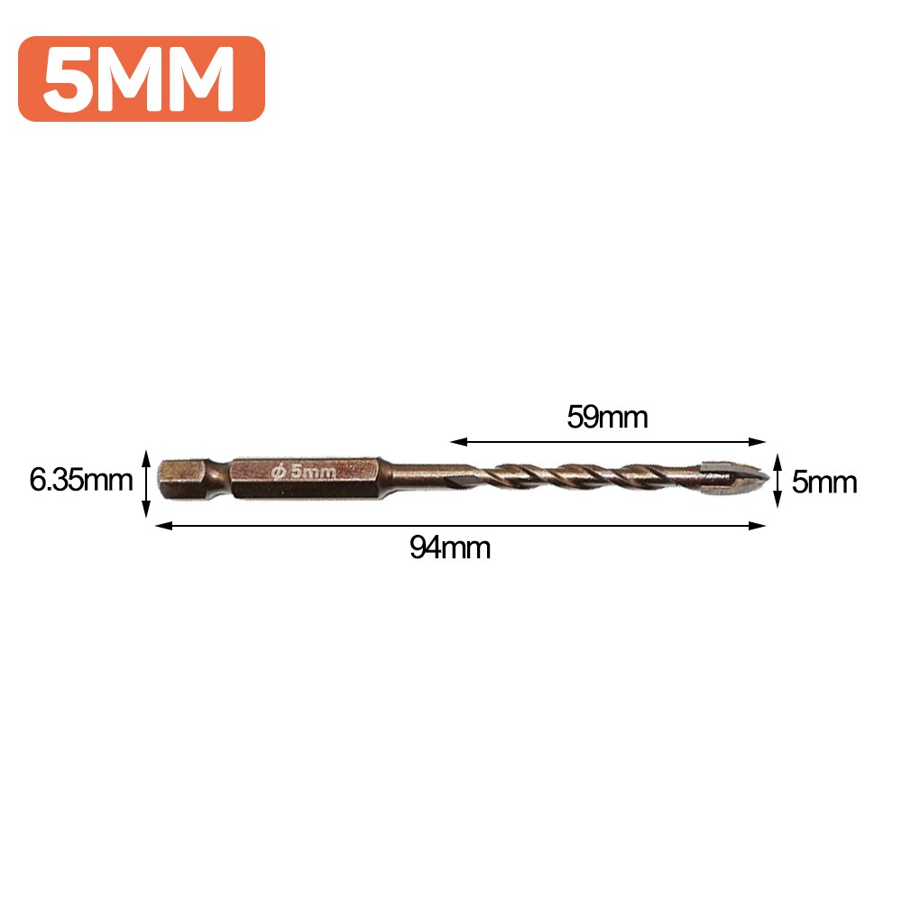 Dizainlife 3/4/5/6/8Mm Cross Hex Tegel Boren Set Keramische Beton gat Opener Harde Legering Driehoek Boor Voor Wandtegels: 2 PCS / 5mm