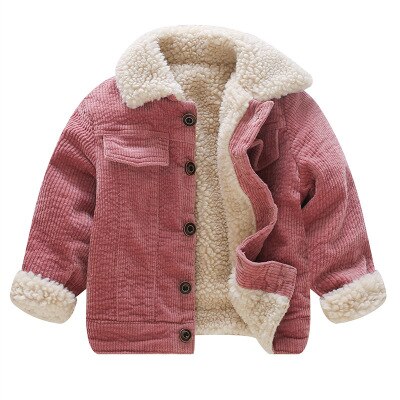 Winter Baby Lam Wollen Jas Voor Meisjes Kinderen Enkele Breasted Corduroy Jassen Voor 1 2 3 4 Jaar Baby jongens Dikker Warme Jassen: Roze / 12m