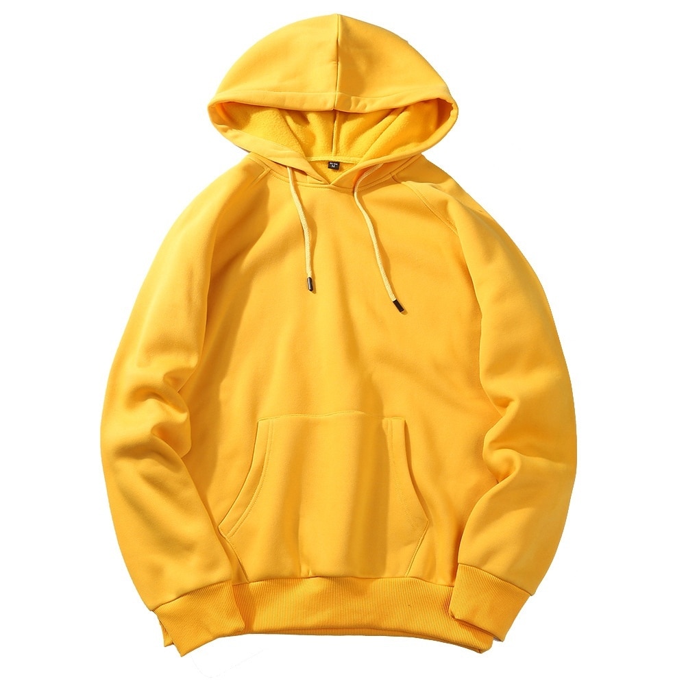 5 färger enfärgad herr höst vinter casual hoodies tjocka huvtröjor
