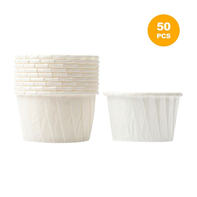 50PCS Mini Paper Cake Cupcake Liner Baking Muffin Box Cup Case Party Tray Cake Mold Decorating Tools High Temperature Resistance: white