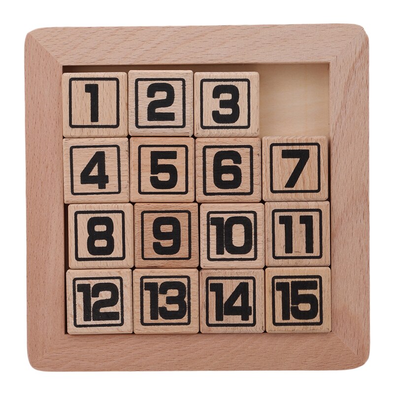 15 Sliding Tiles Math IQ Game Toys Wooden Brain Game for Adults Children 2022 Safety Supplies: Default Title