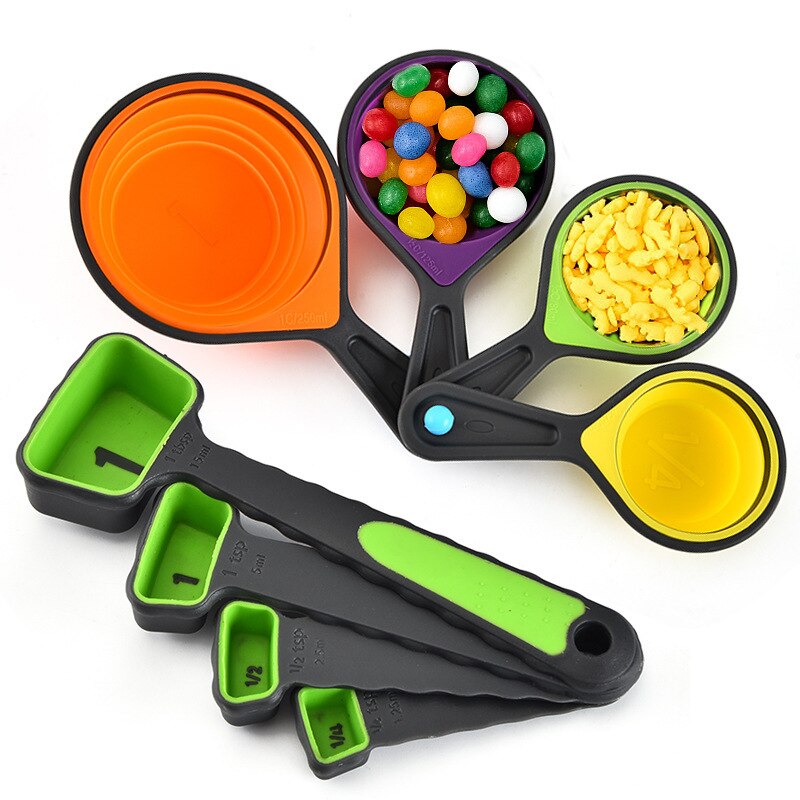 Colour Folding Measuring Spoon Set Silica Gel Measuring Cup Measuring Spoon Set 4 Baking Tools Measuring Spoon Set